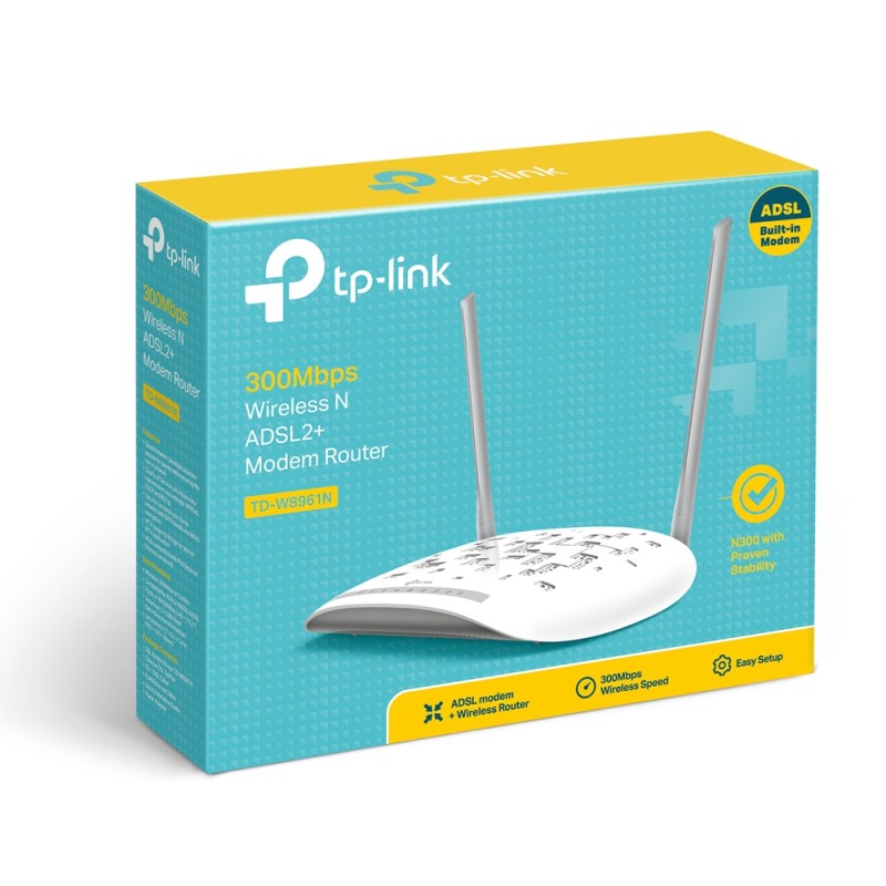 Модем-роутер TP-Link TD-W8961N ADSL2+ (300 Мбит/с, 4xLAN, Wi-Fi N)