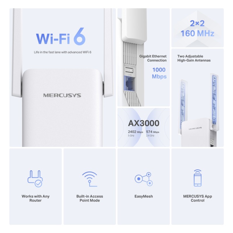 Повторитель Wi-Fi Mercusys ME80X